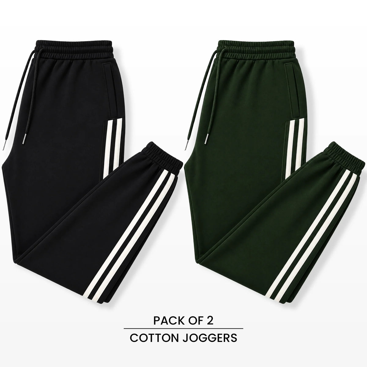 Premium Cotton Jogger Combo (Navy & Green)