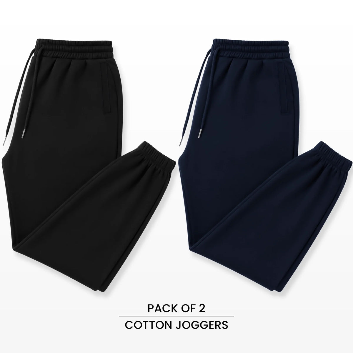 Premium Cotton Jogger Combo (Black & Navy)