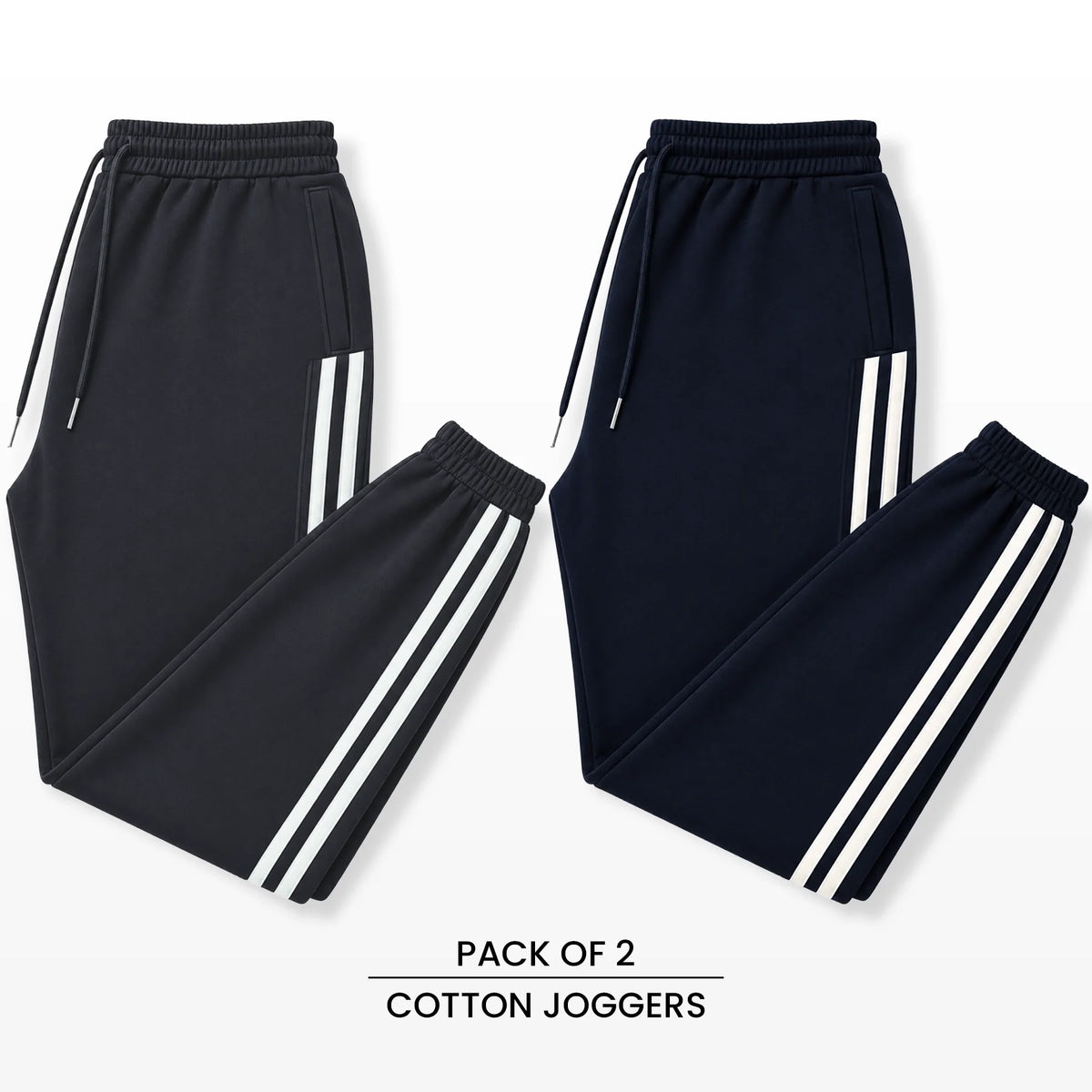 Premium Cotton Jogger Combo (Grey & Navy)