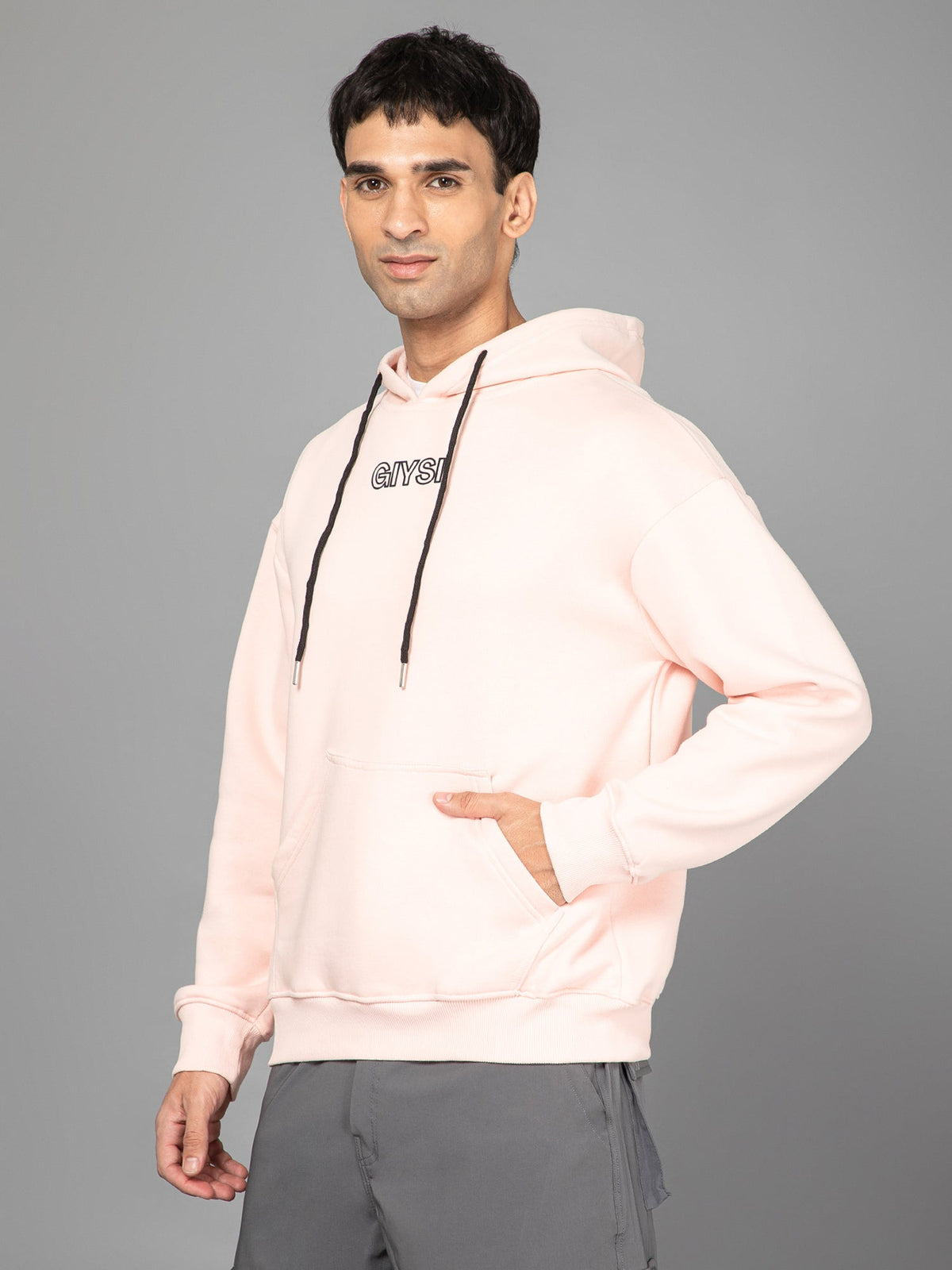 Oversized Pink Printed Hoodie