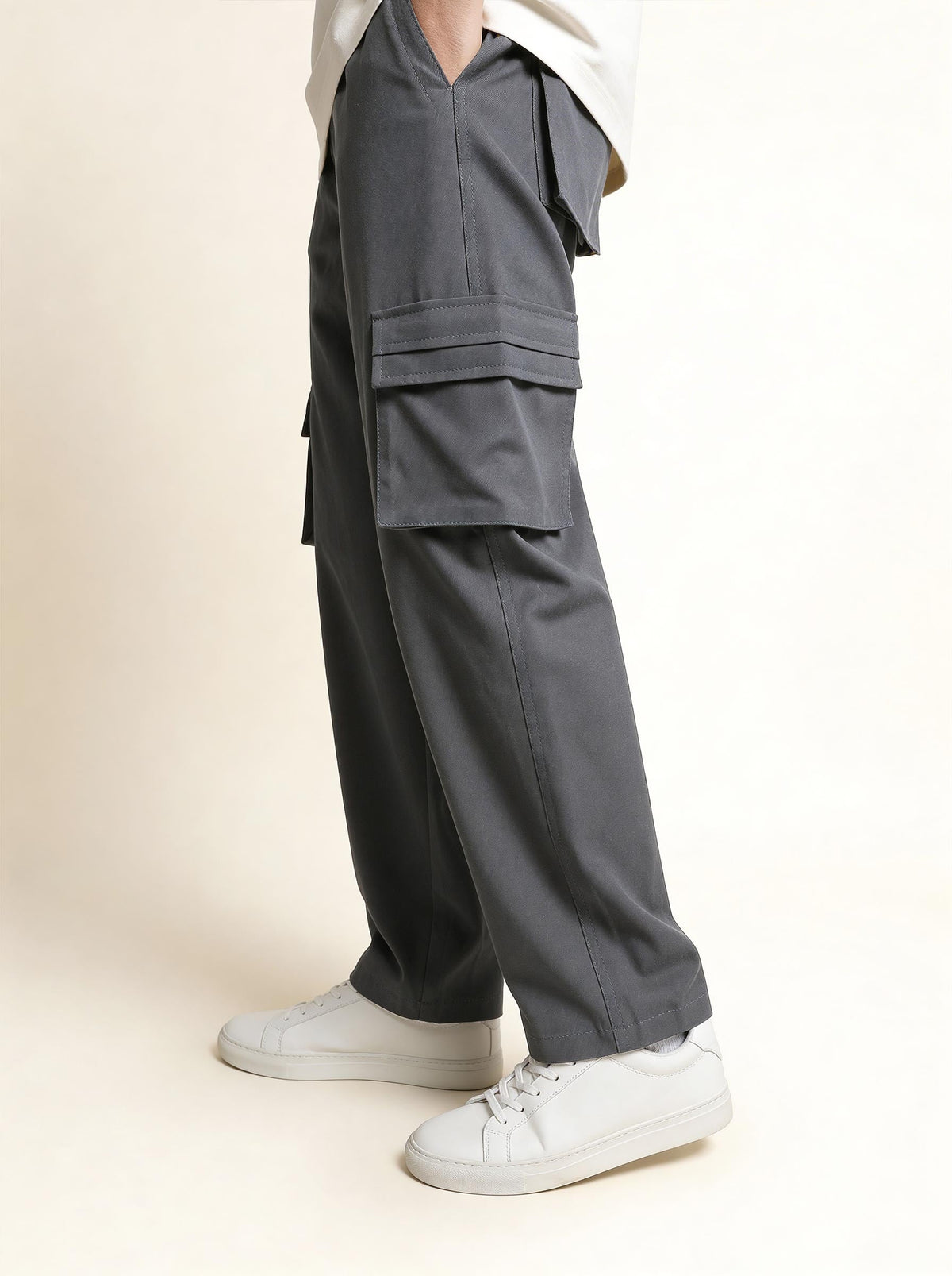 Grey Oversized Cargo Pants