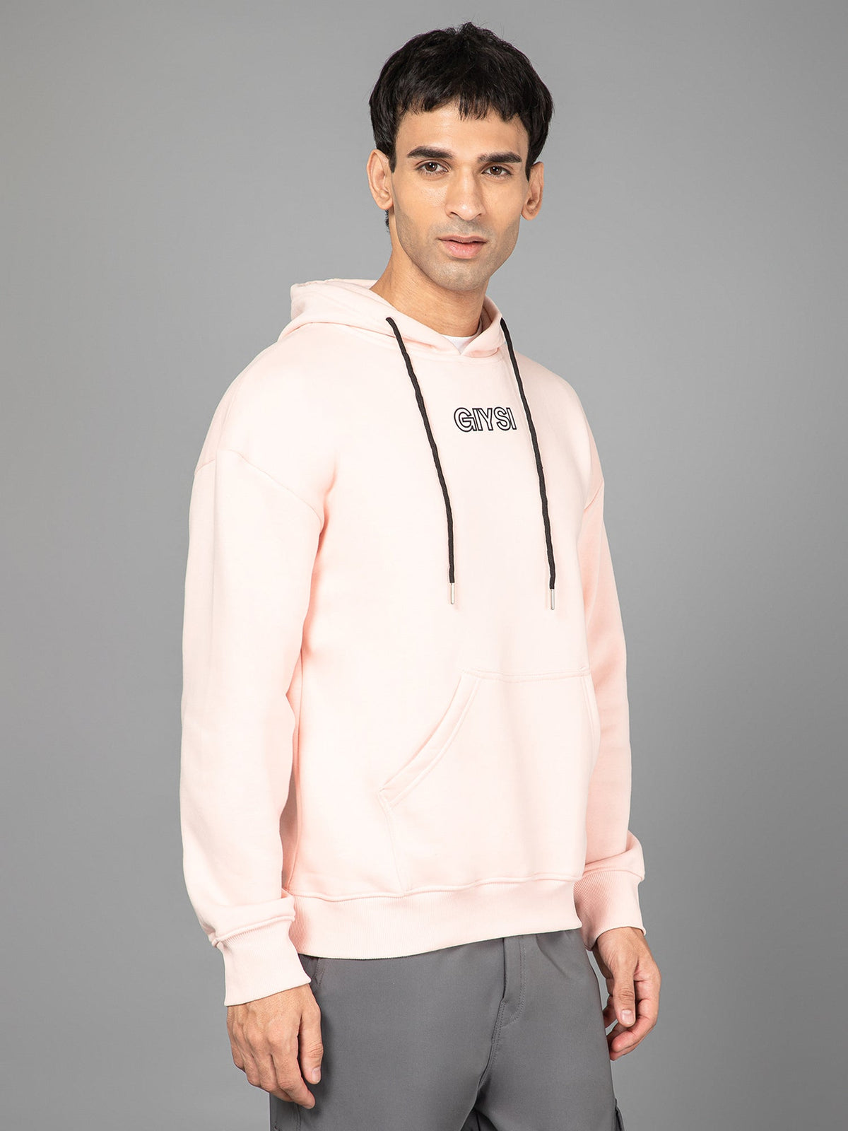 Oversized Pink Printed Hoodie