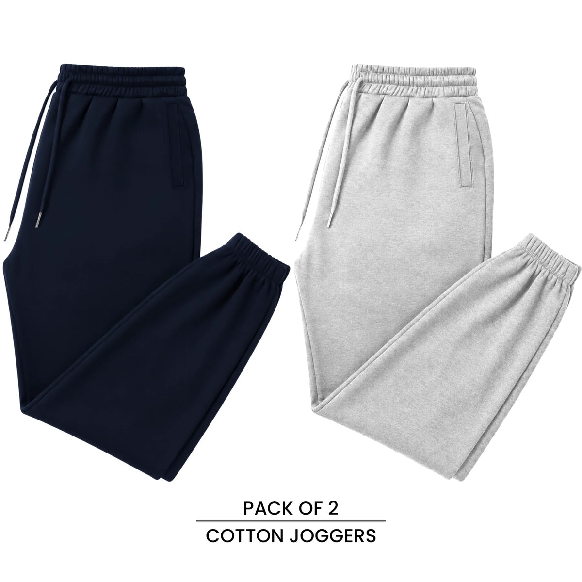 Premium Cotton Jogger Combo (Navy & Silver)