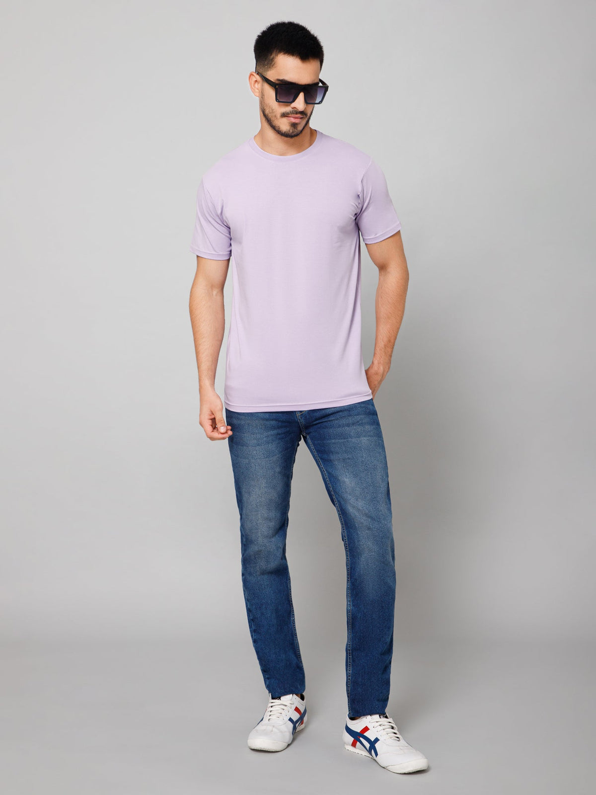 Plain Cotton Lycra Mauve T-shirt