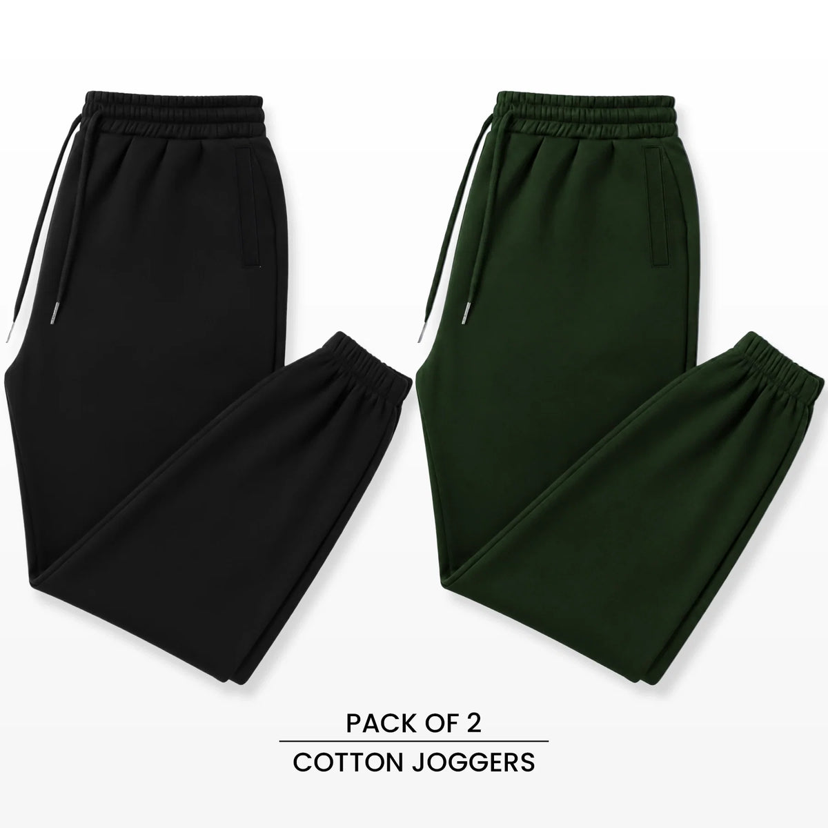Premium Cotton Jogger Combo (Black & Green)