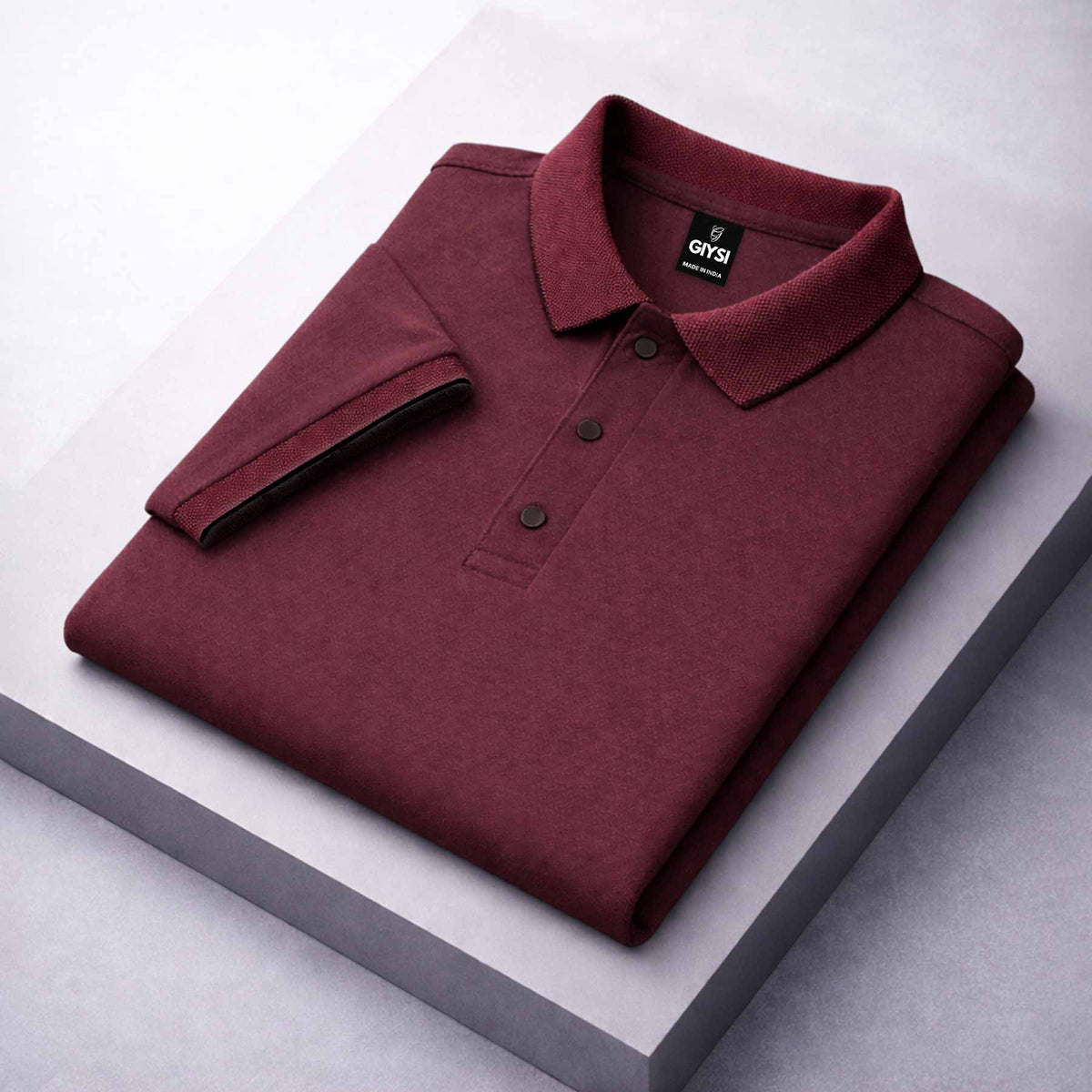 Cross Knit Maroon Polo T-shirt