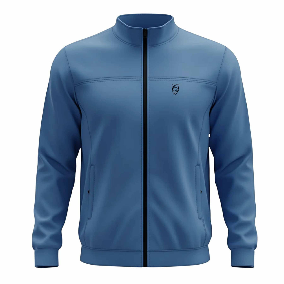 Men’s Premium Blue Polyester Zip-Up Jacket