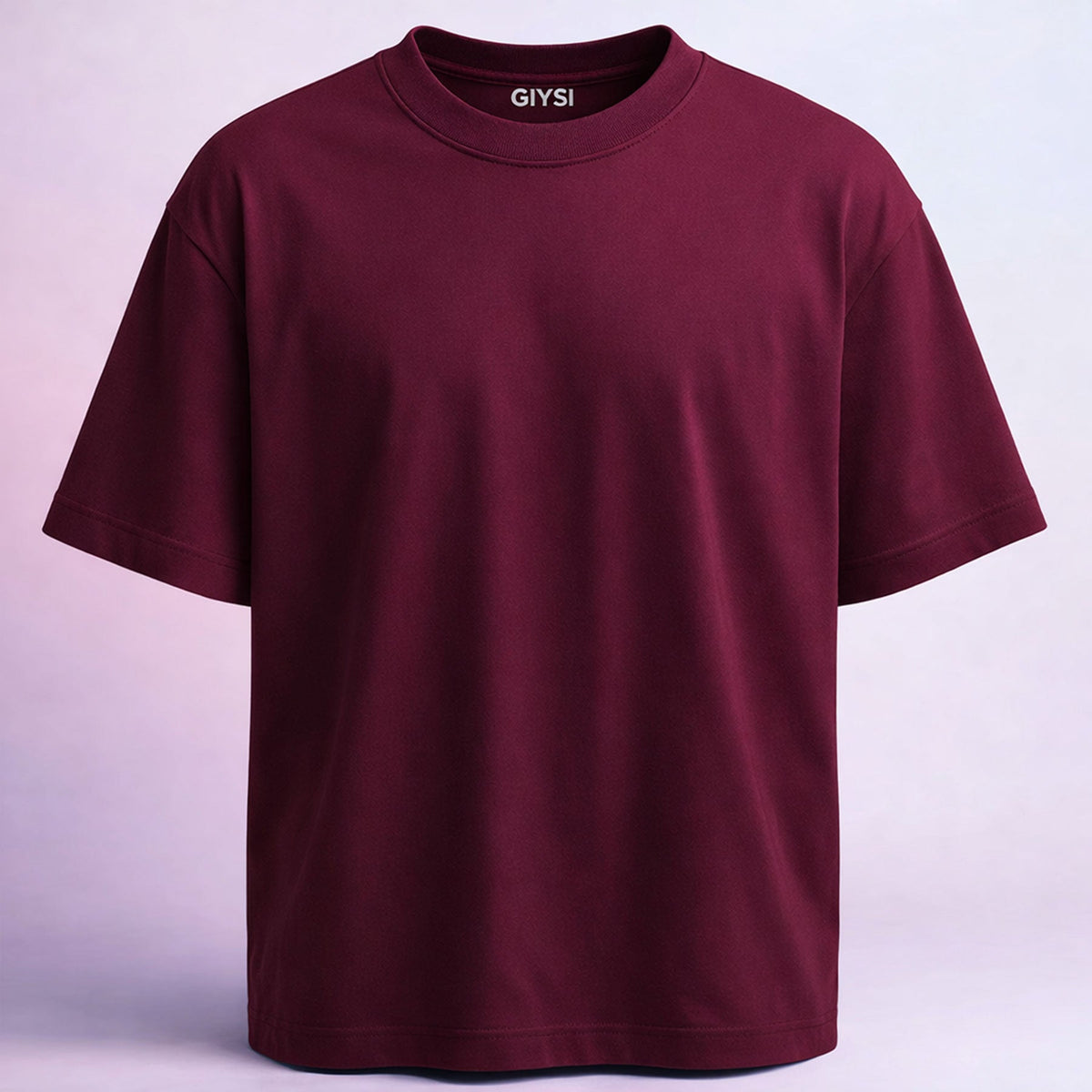 Oversized Solid Wine Cotton T-shirt