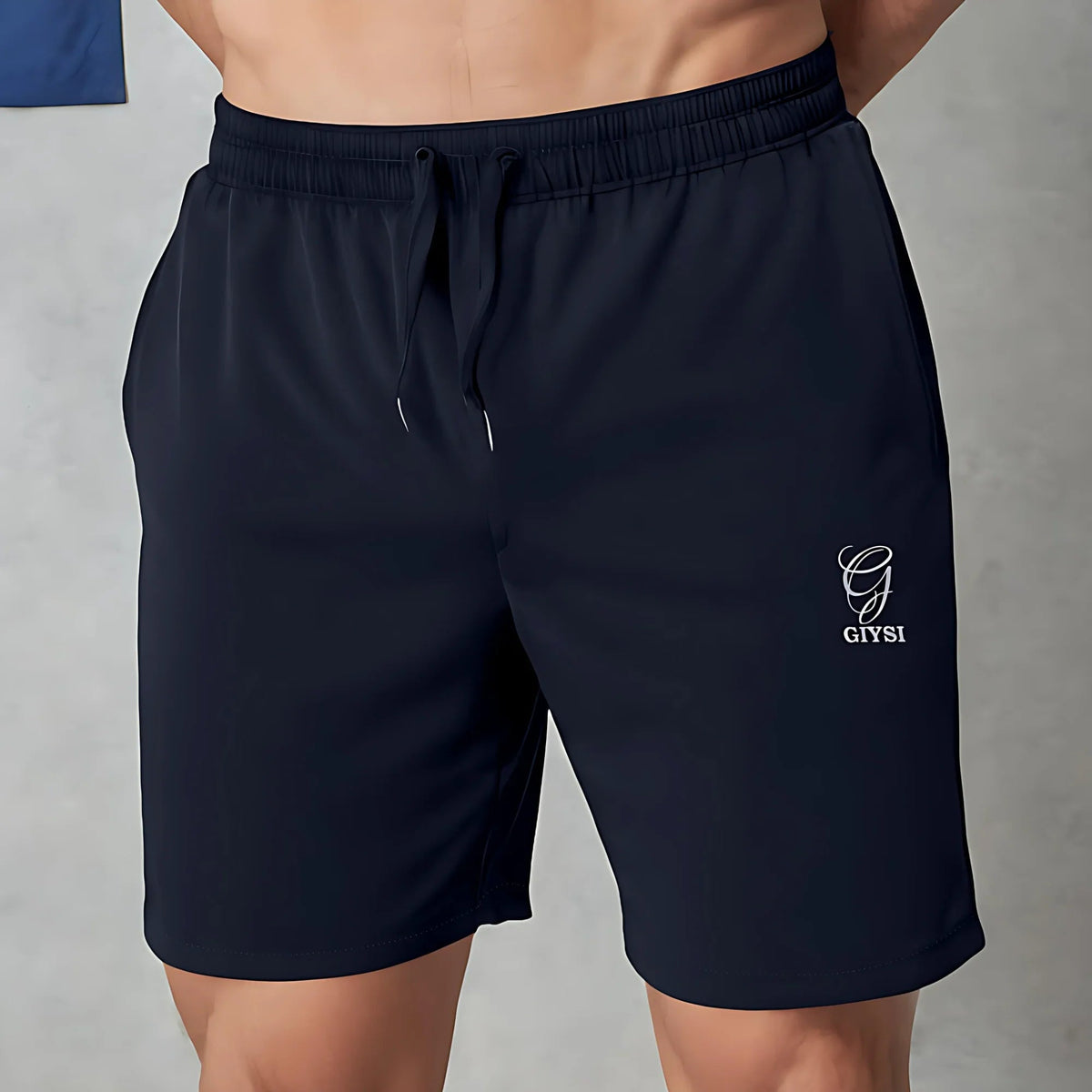 Solid Navy Shorts with Zip Pockets