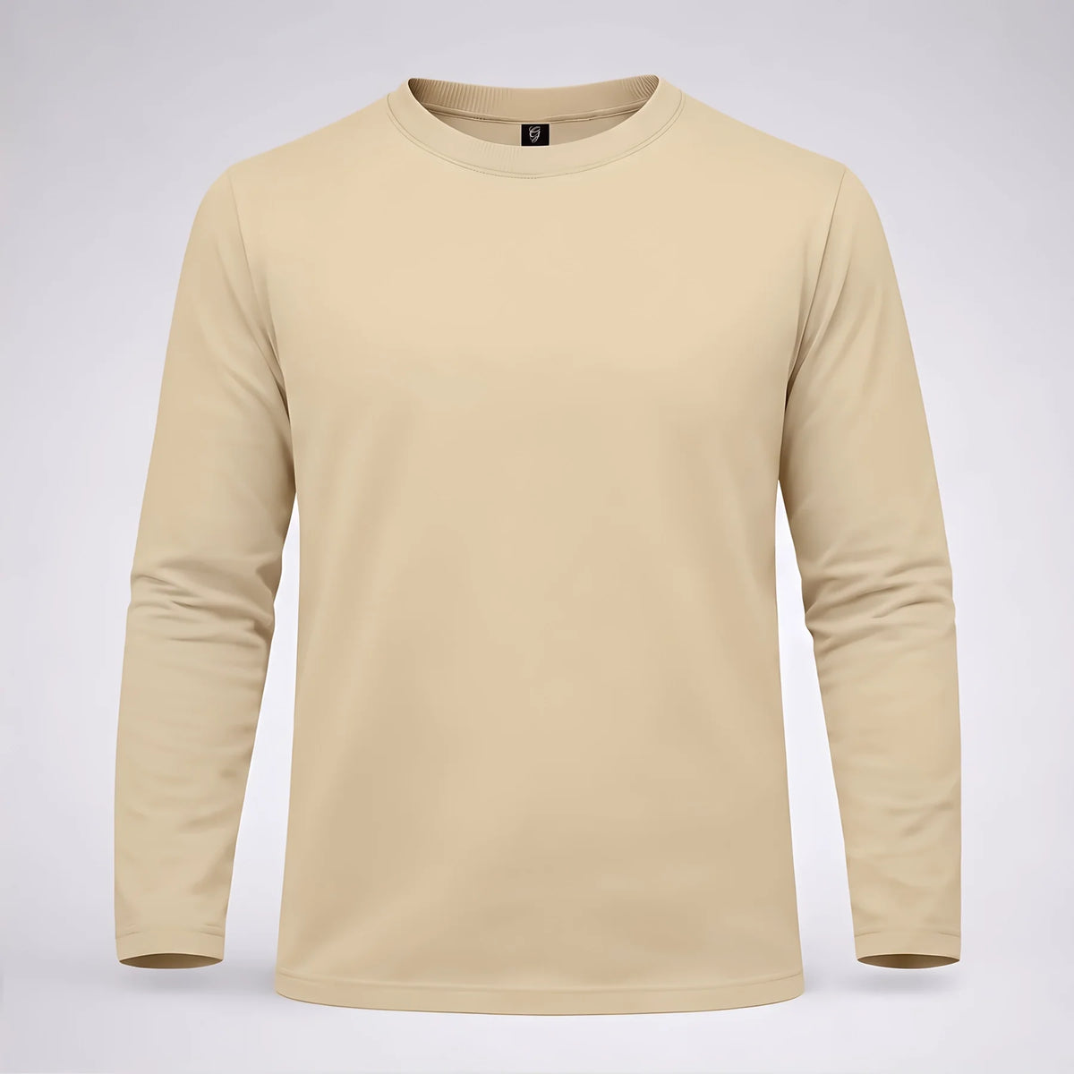 Classic Beige Cotton Full-Sleeve T-Shirt