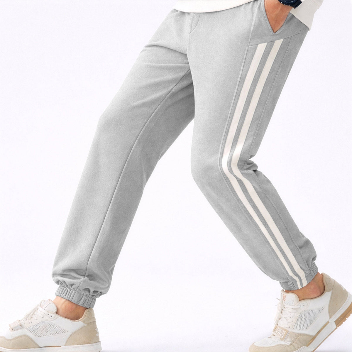 StreetStripe Utility Cotton Jogger (Light Grey)