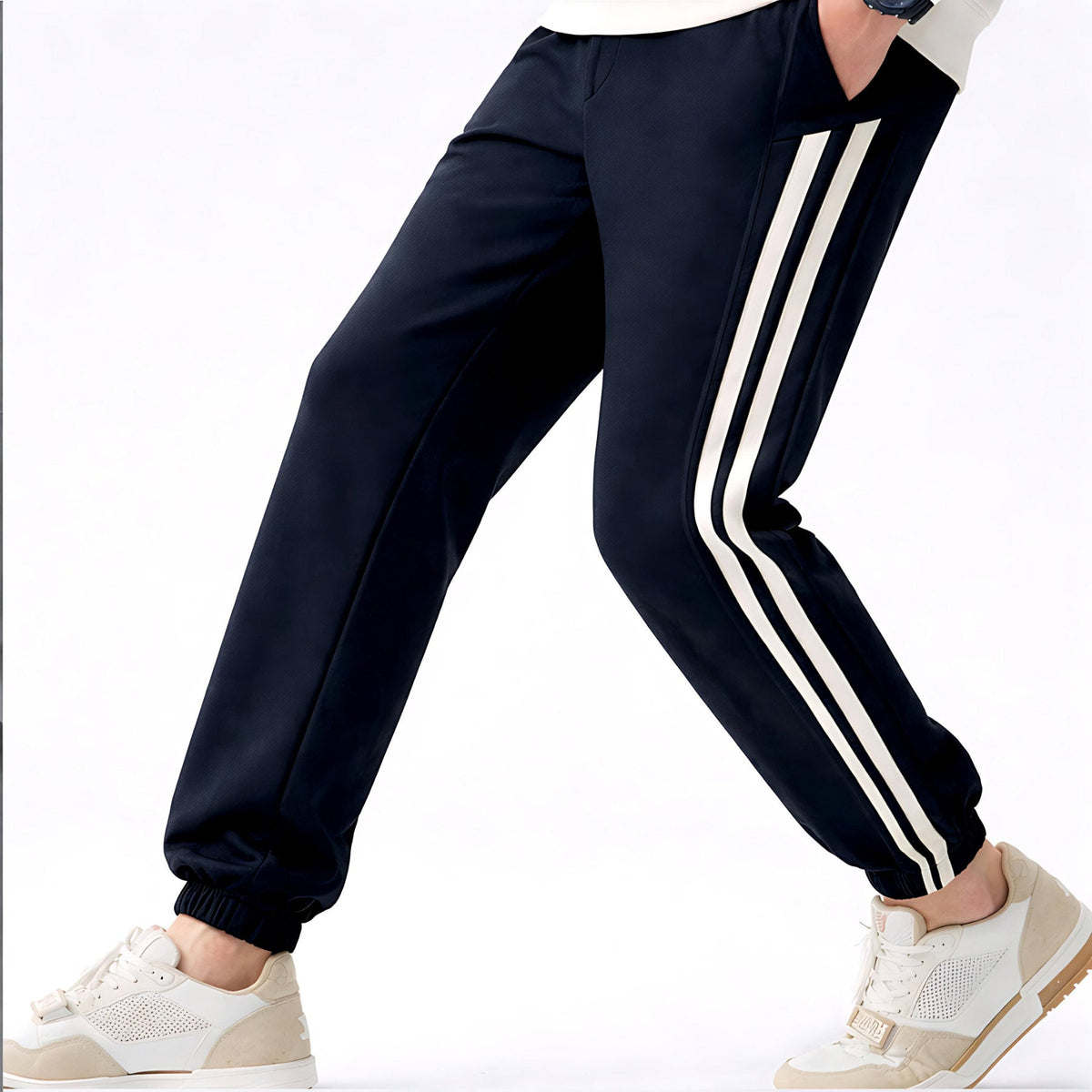 StreetStripe Utility Cotton Jogger (Navy Blue)