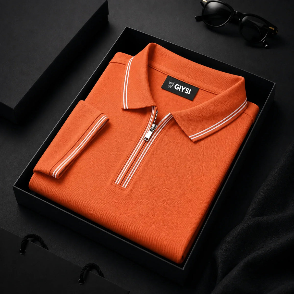 Signature Orange Zip Polo