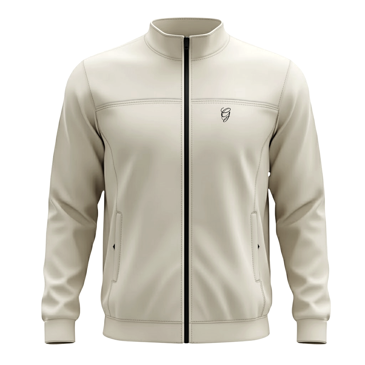 Men’s Premium Beige Polyester Zip-Up Jacket