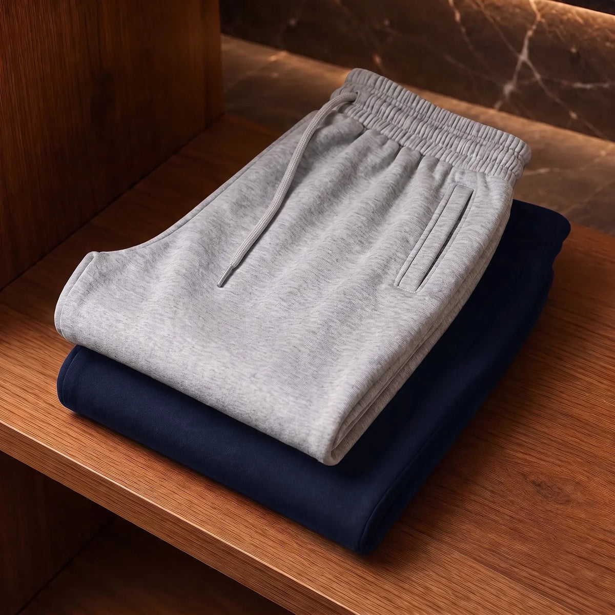 Premium Cotton Jogger Combo (Navy & Silver)