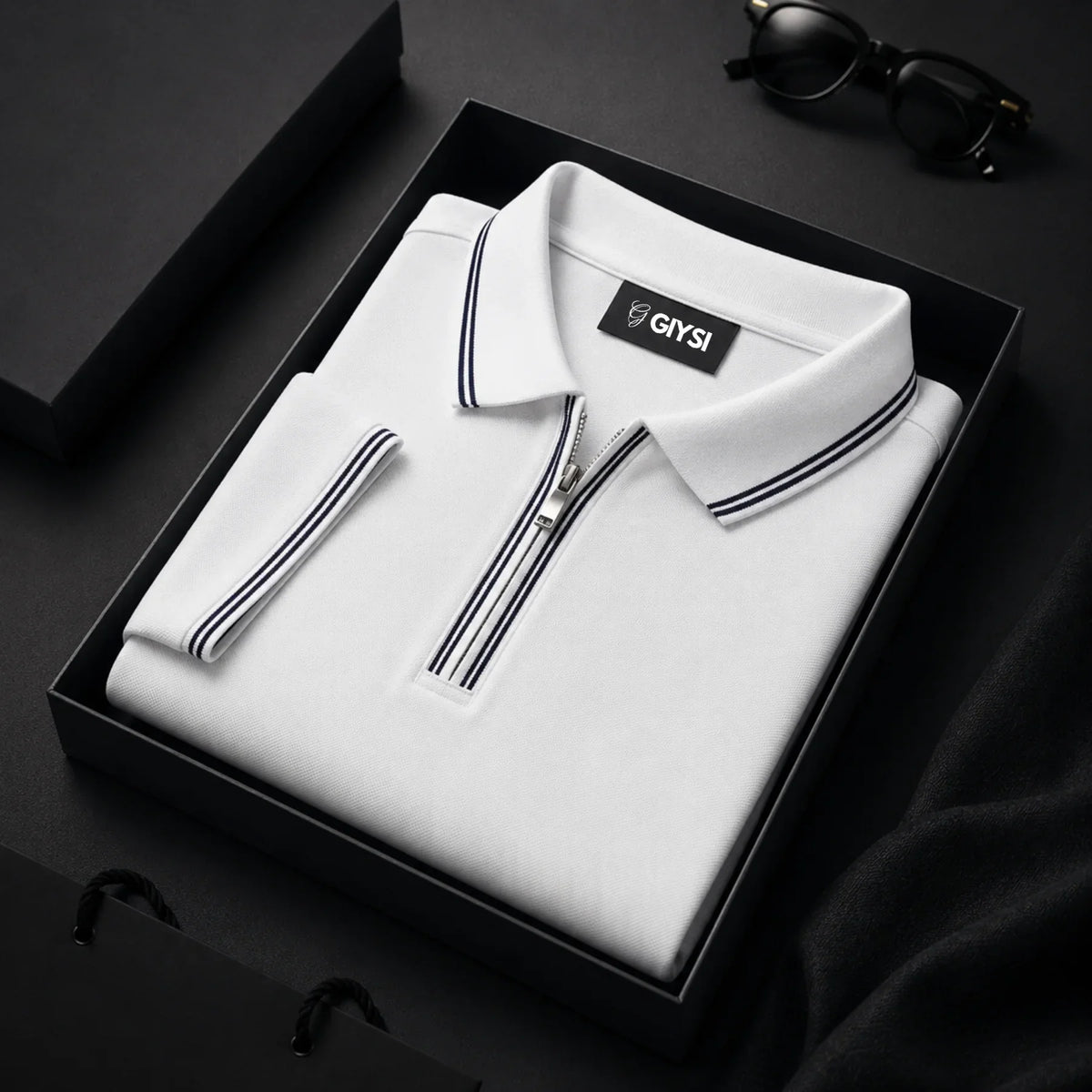 Signature White Zip Polo