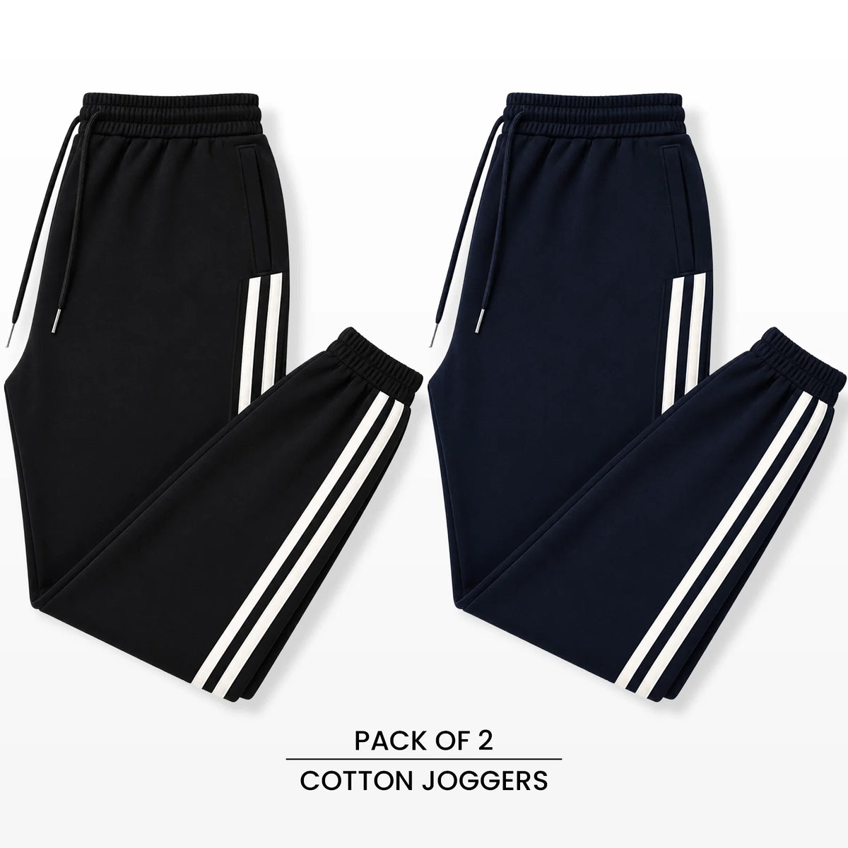Premium Cotton Jogger Combo (Black & Navy)