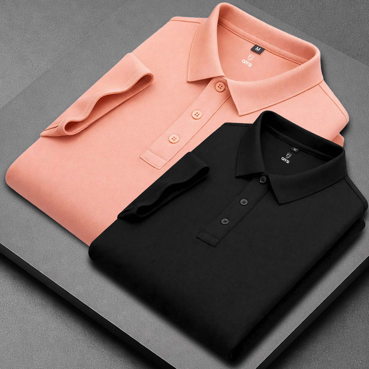 Men’s Cotton Polo T-Shirt Combo(Black and Peach)