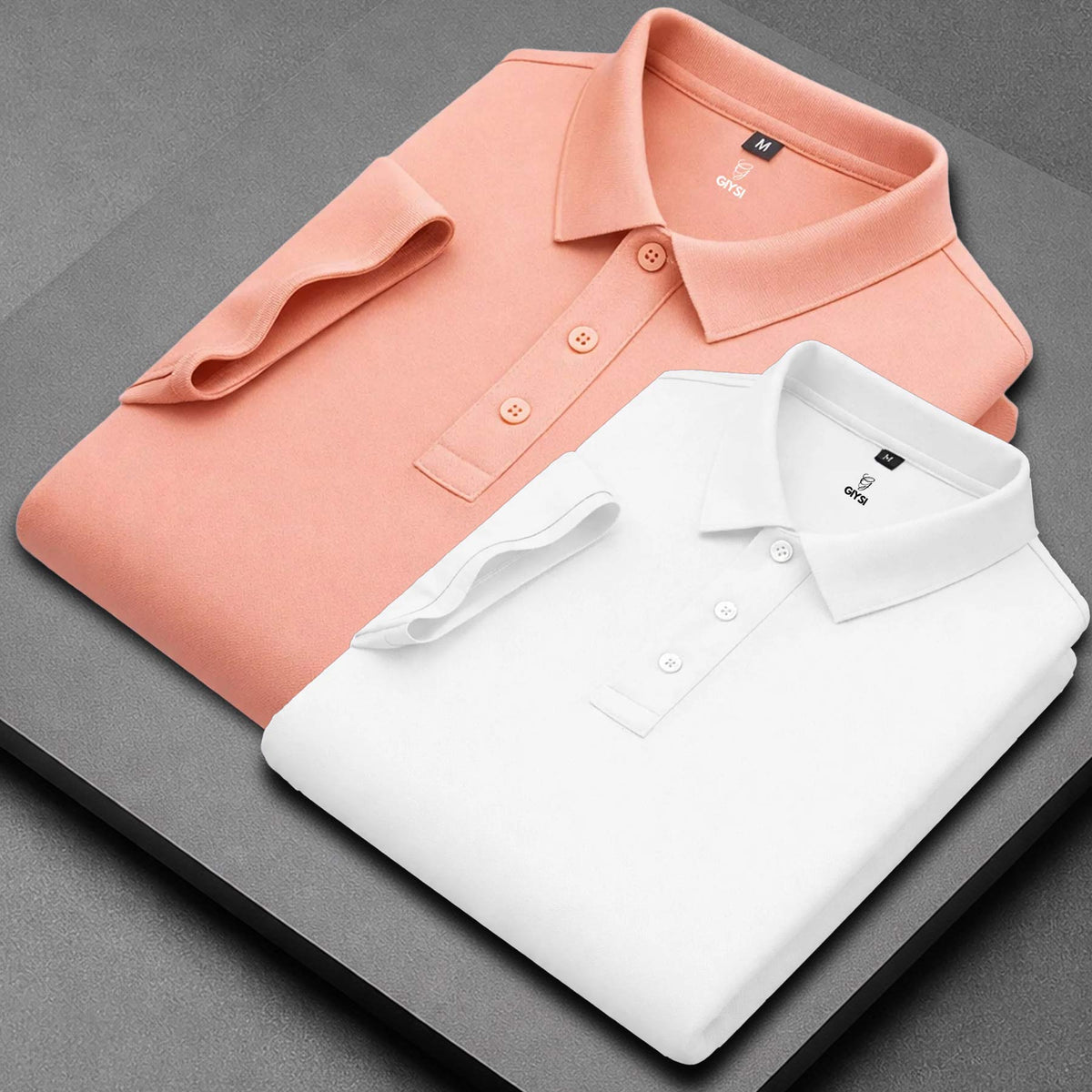 Men’s Cotton Polo T-Shirt Combo(White and Peach)