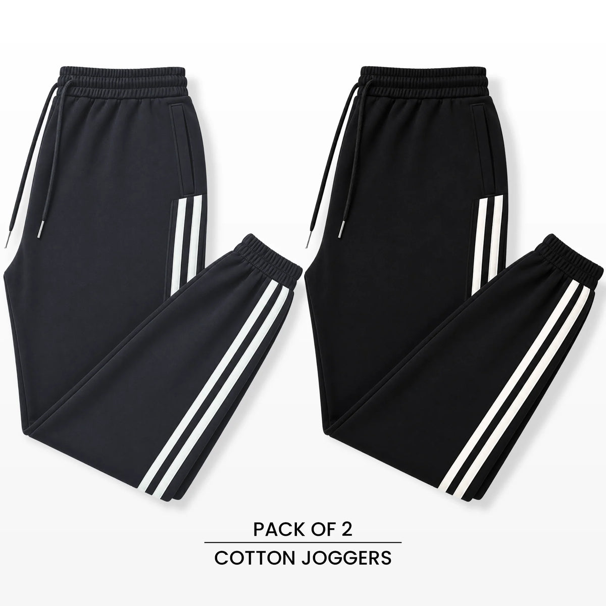Premium Cotton Jogger Combo (Grey & Black)