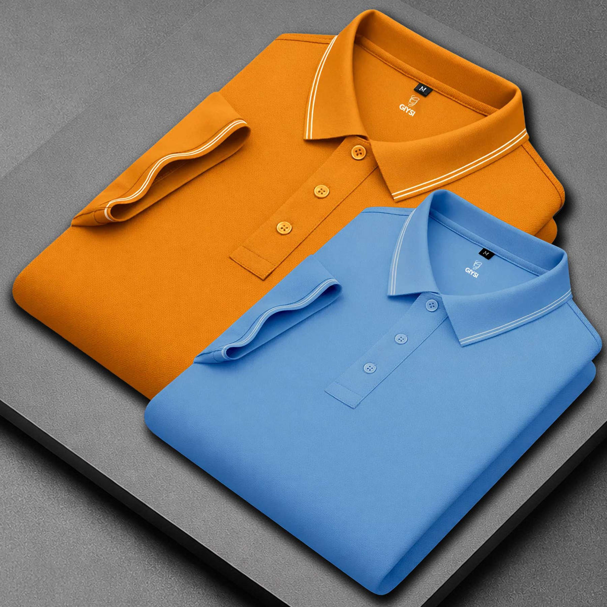 Men’s Cotton Polo T-Shirt Combo(Orange and Sky)