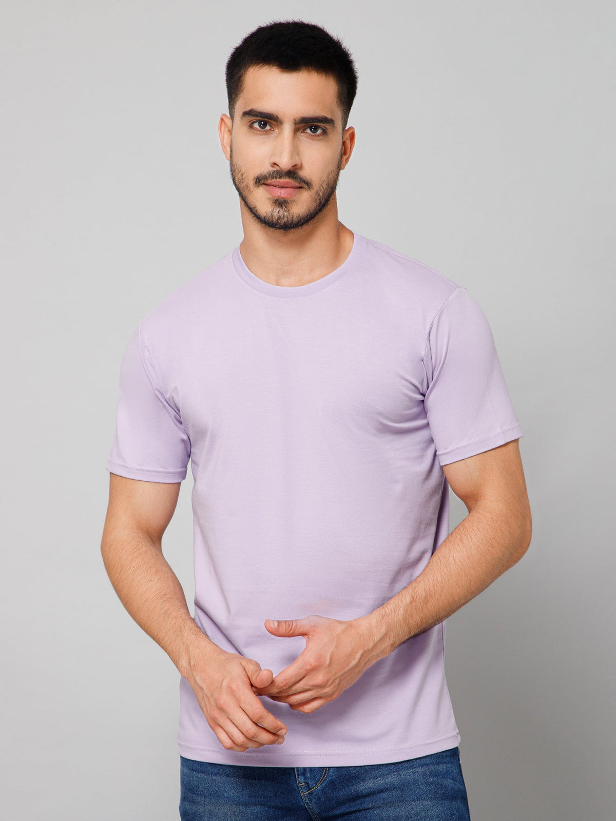 Plain Cotton Lycra Mauve T-shirt