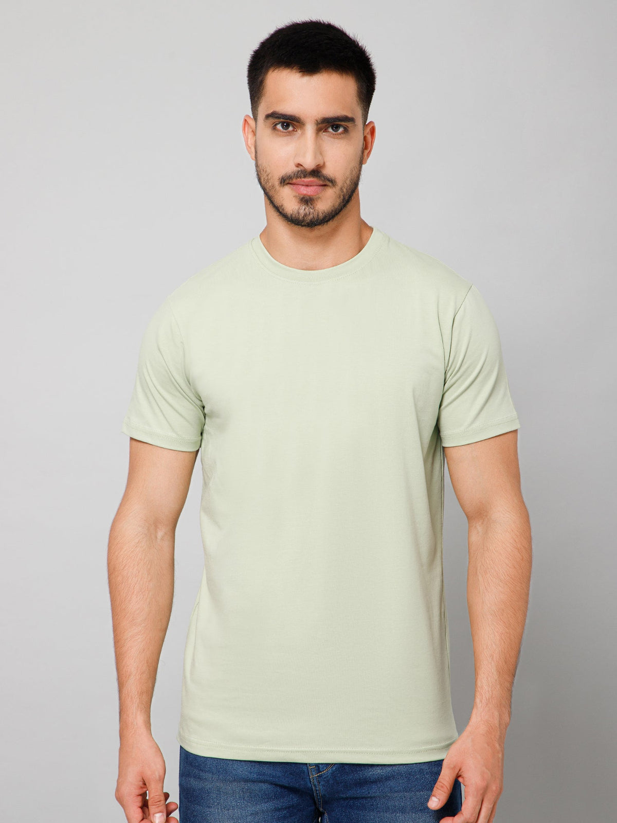 Plain Cotton Lycra Moon Mist T-shirt