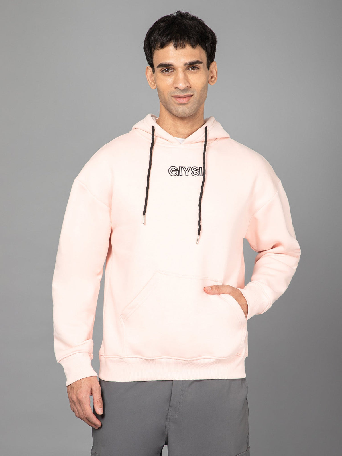Oversized Pink Printed Hoodie