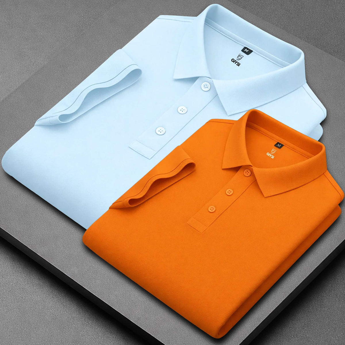 Men’s Cotton Polo T-Shirt Combo(Orange and Sky)