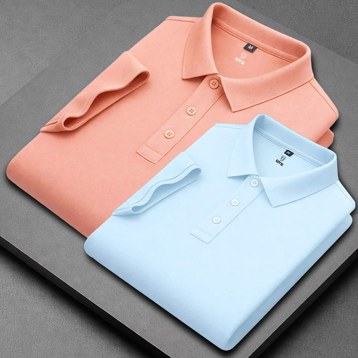 Men’s Cotton Polo T-Shirt Combo(Sky and Peach)