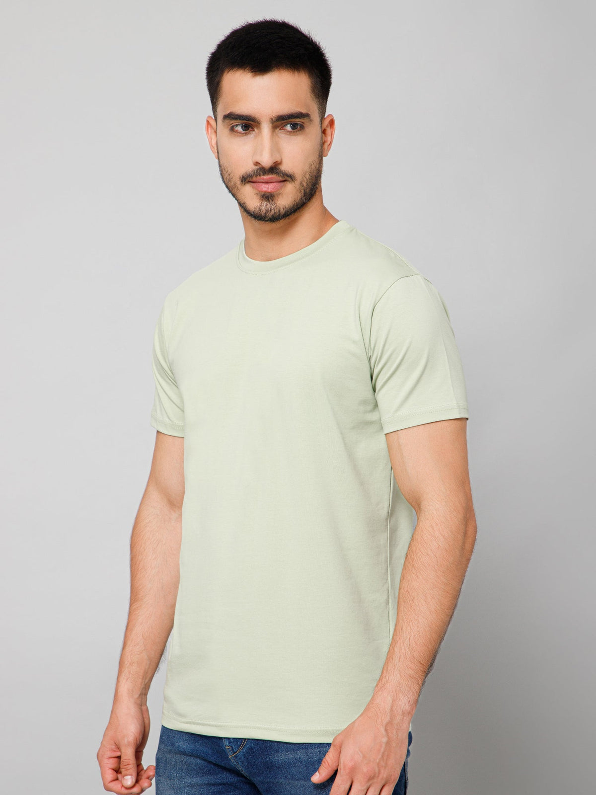 Plain Cotton Lycra Moon Mist T-shirt