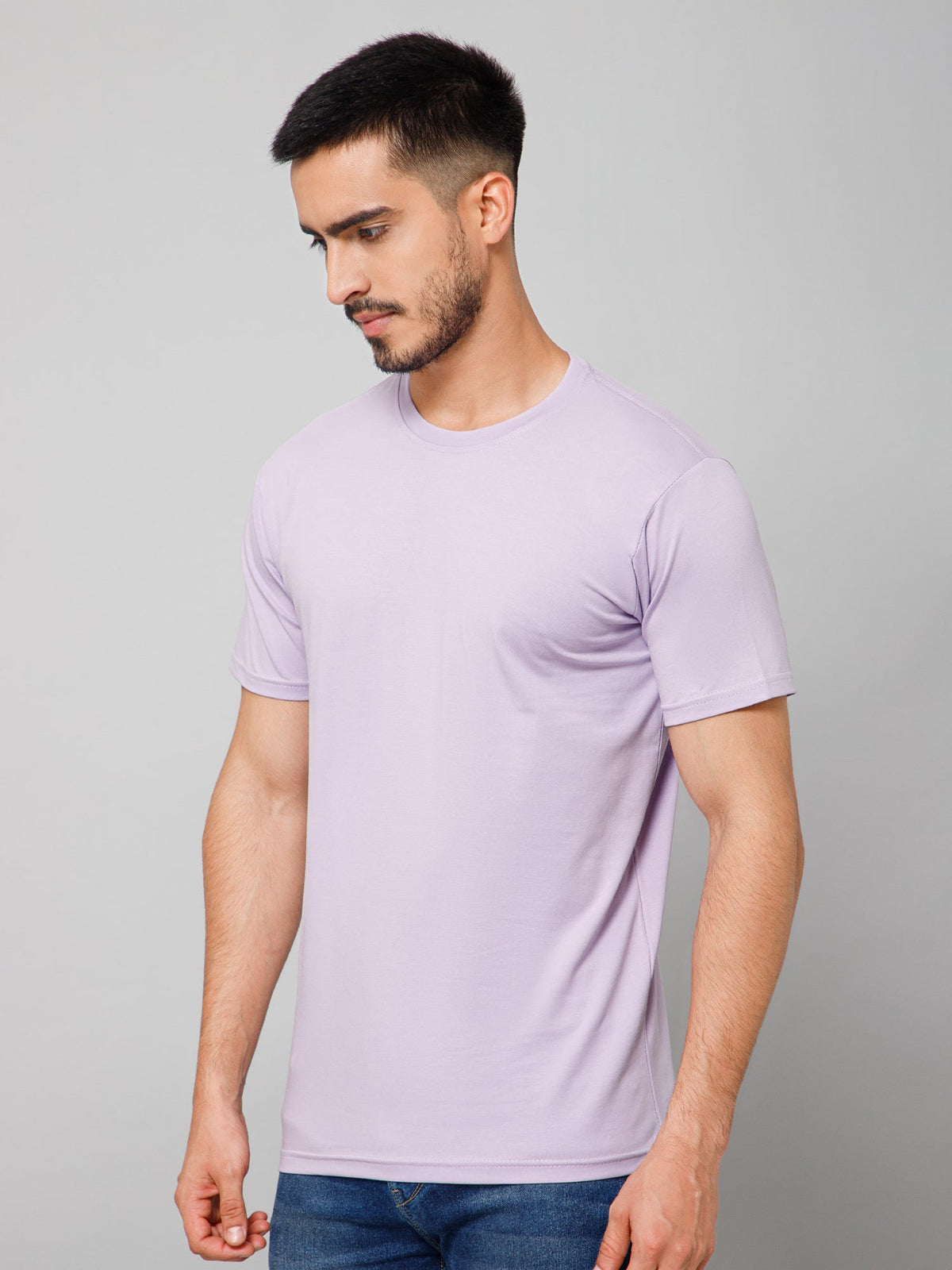 Plain Cotton Lycra Mauve T-shirt