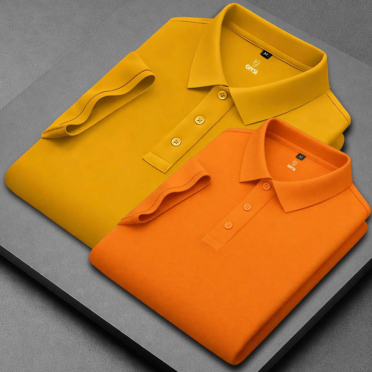 Men’s Cotton Polo T-Shirt Combo(Orange and Mustard)
