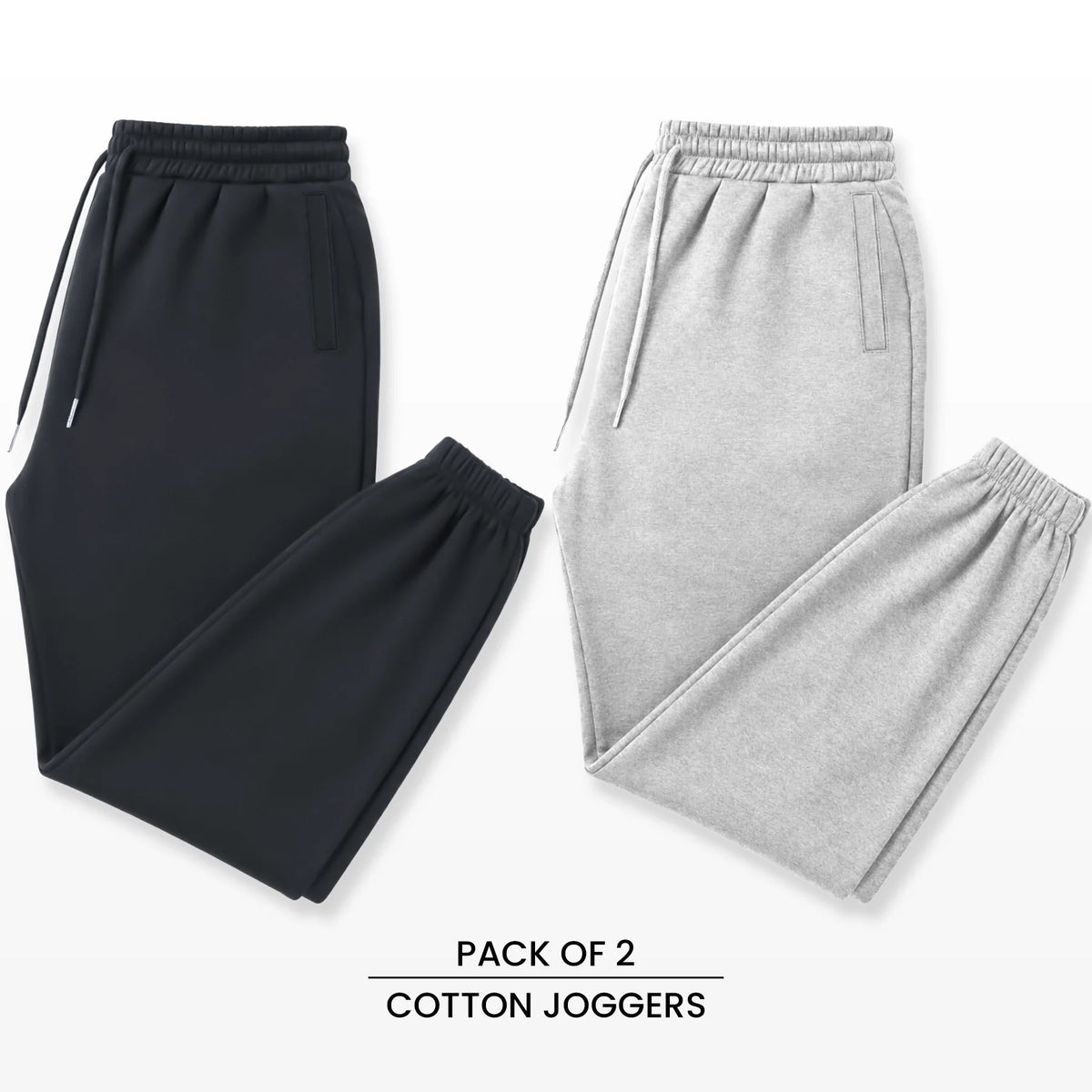 Premium Cotton Jogger Combo (Grey & Silver)