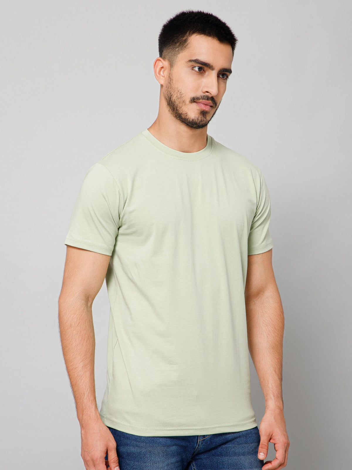 Plain Cotton Lycra Moon Mist T-shirt