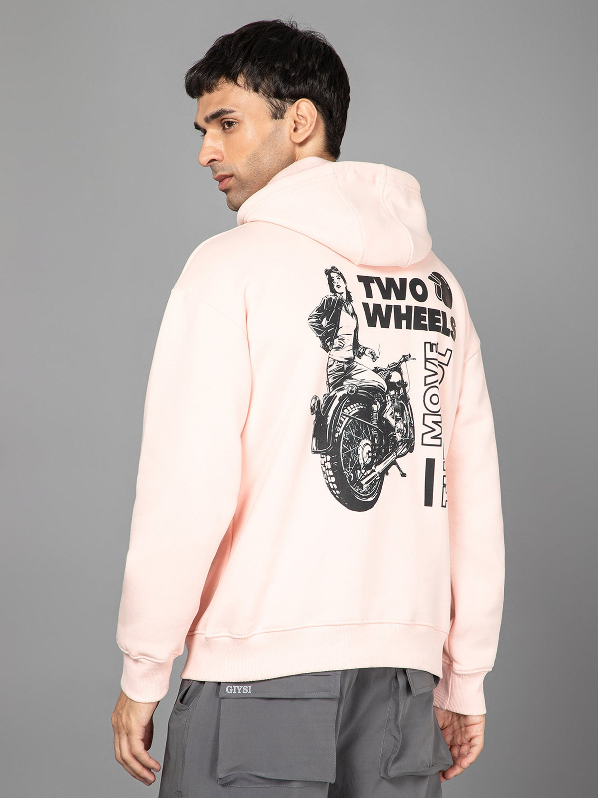 Oversized Pink Printed Hoodie