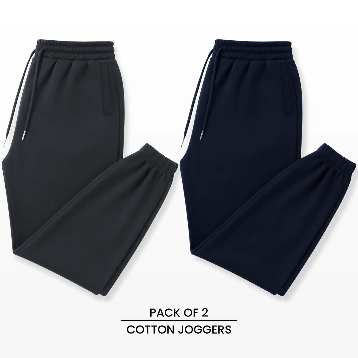 Premium Cotton Jogger Combo (Grey & Navy)