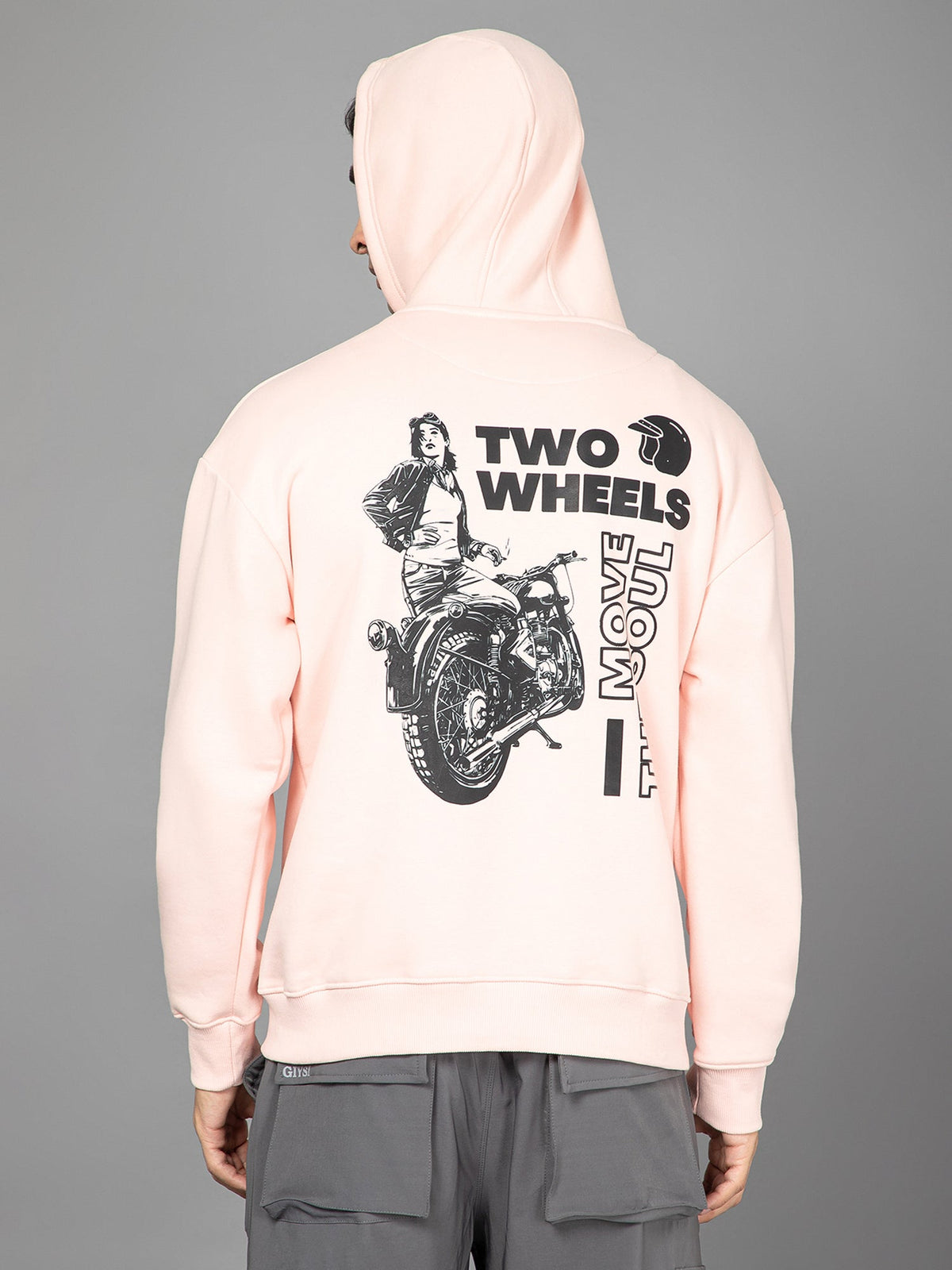 Oversized Pink Printed Hoodie