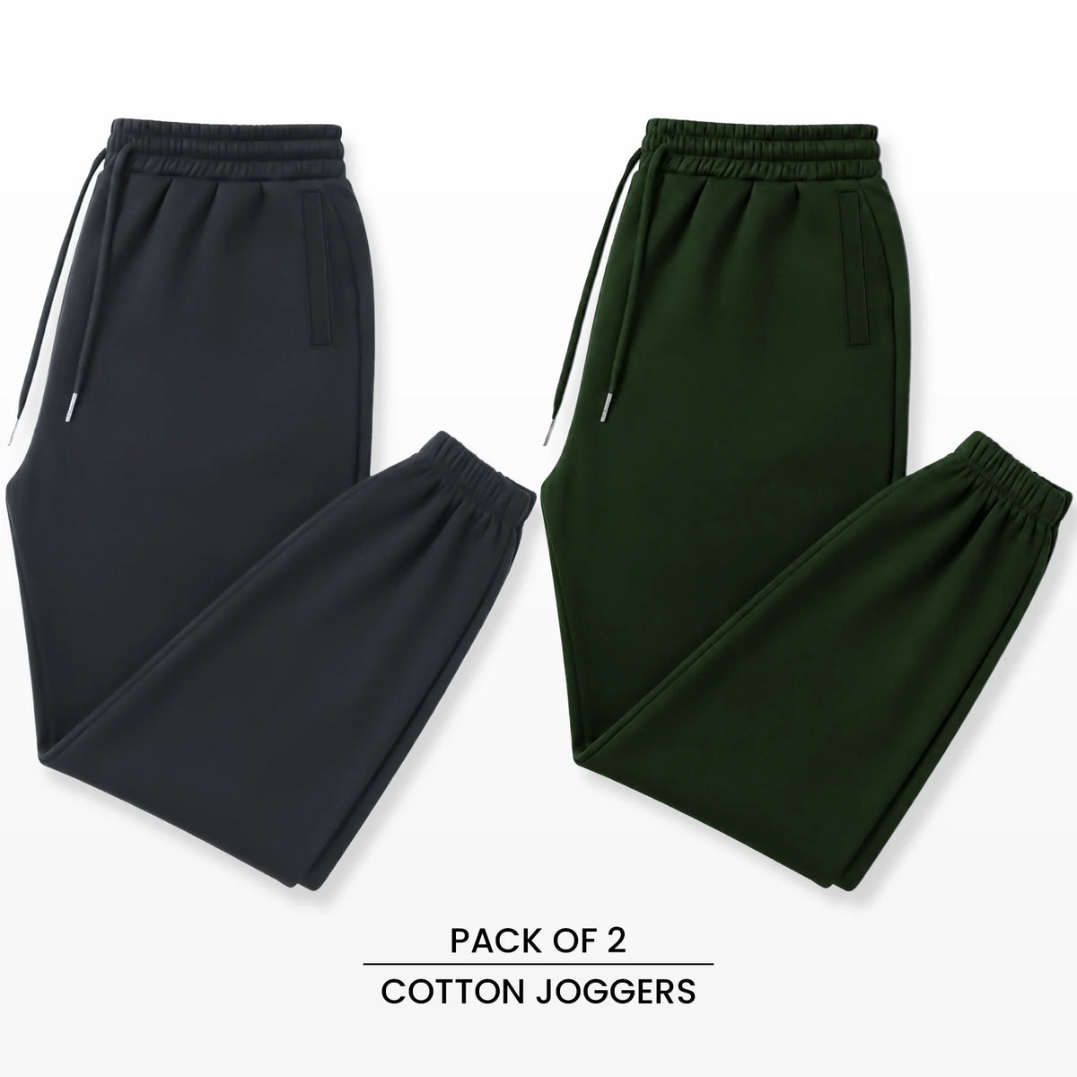 Premium Cotton Jogger Combo (Grey & Green)