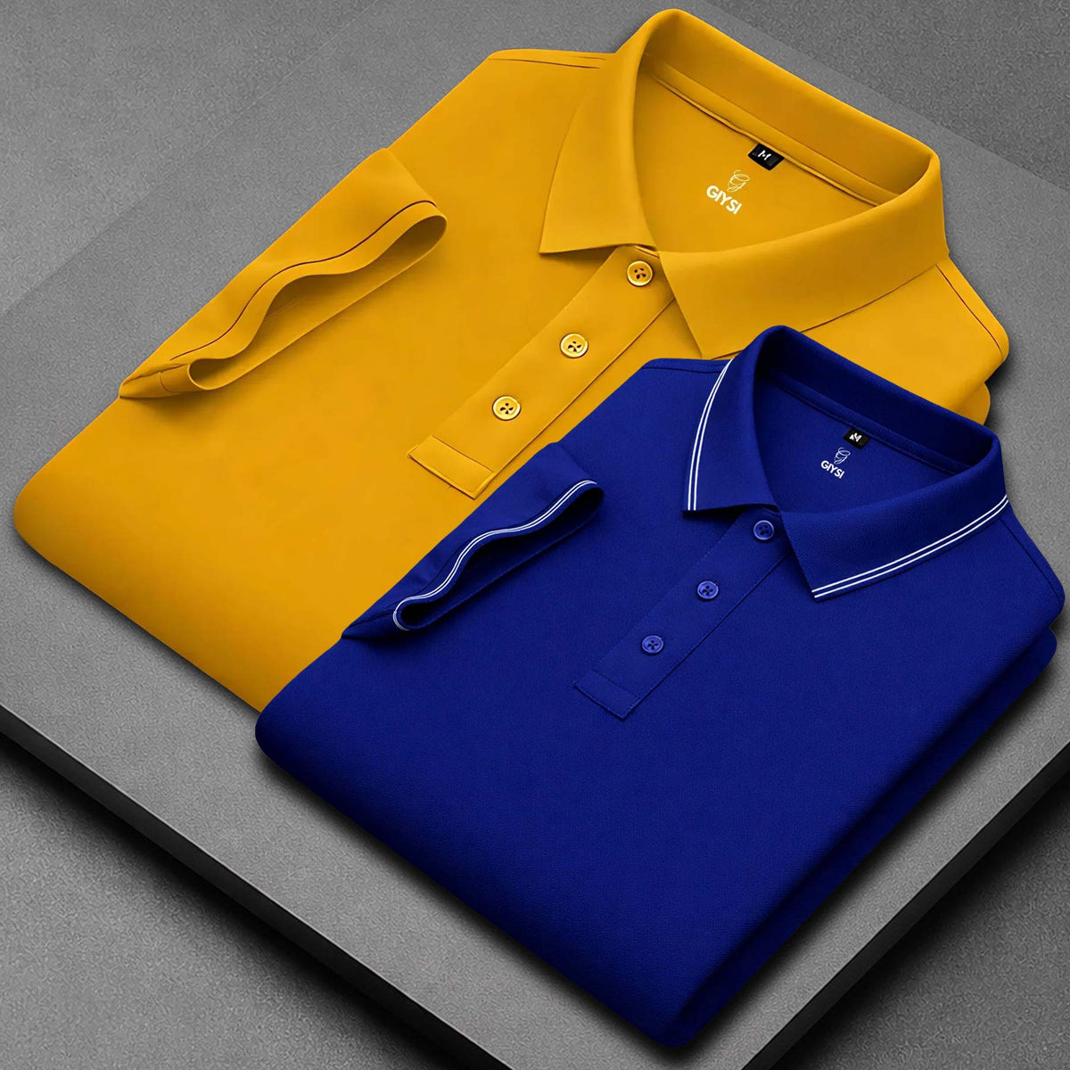 Men’s Cotton Polo T-Shirt Combo(Mustard and Royal)