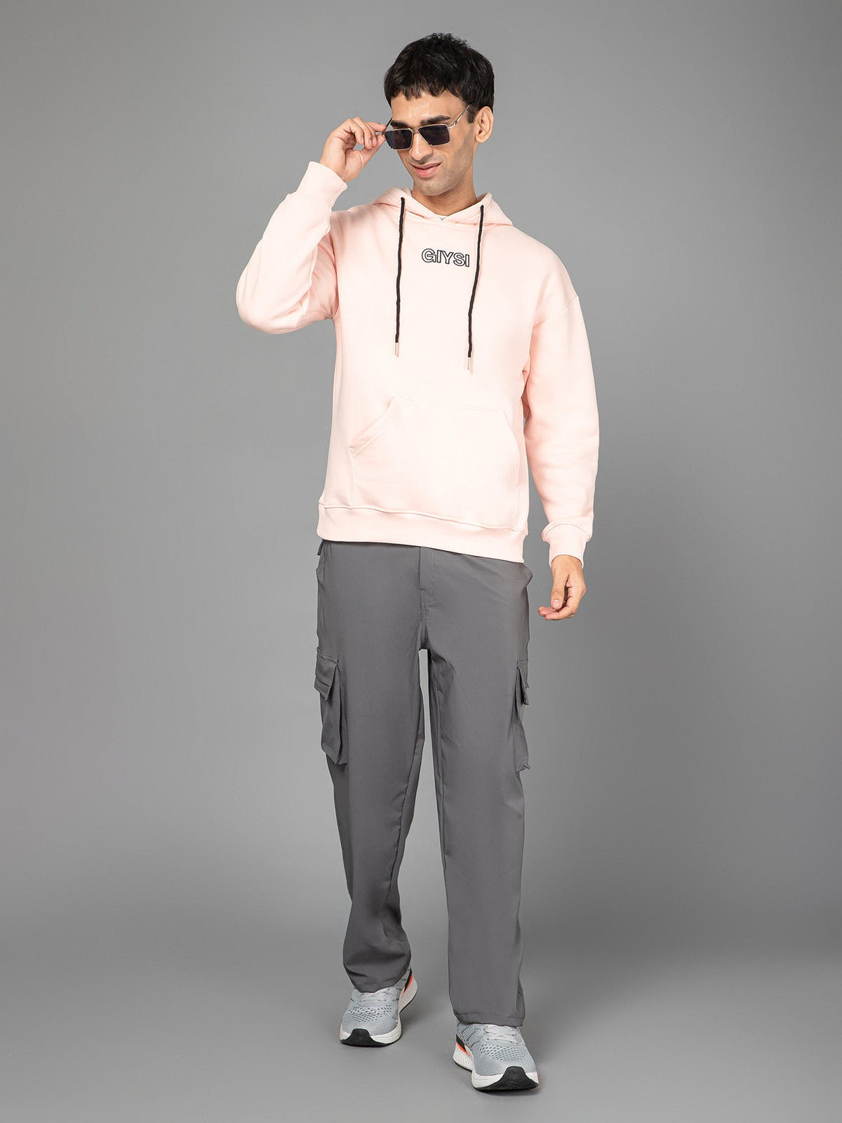 Oversized Pink Printed Hoodie