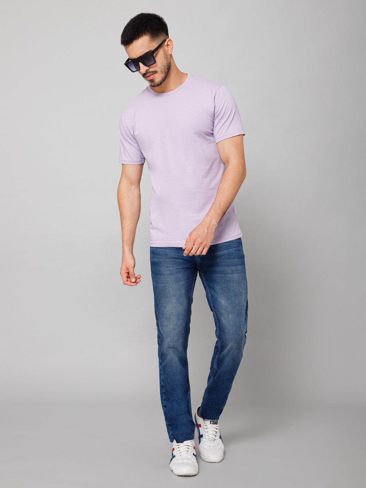 Plain Cotton Lycra Mauve T-shirt