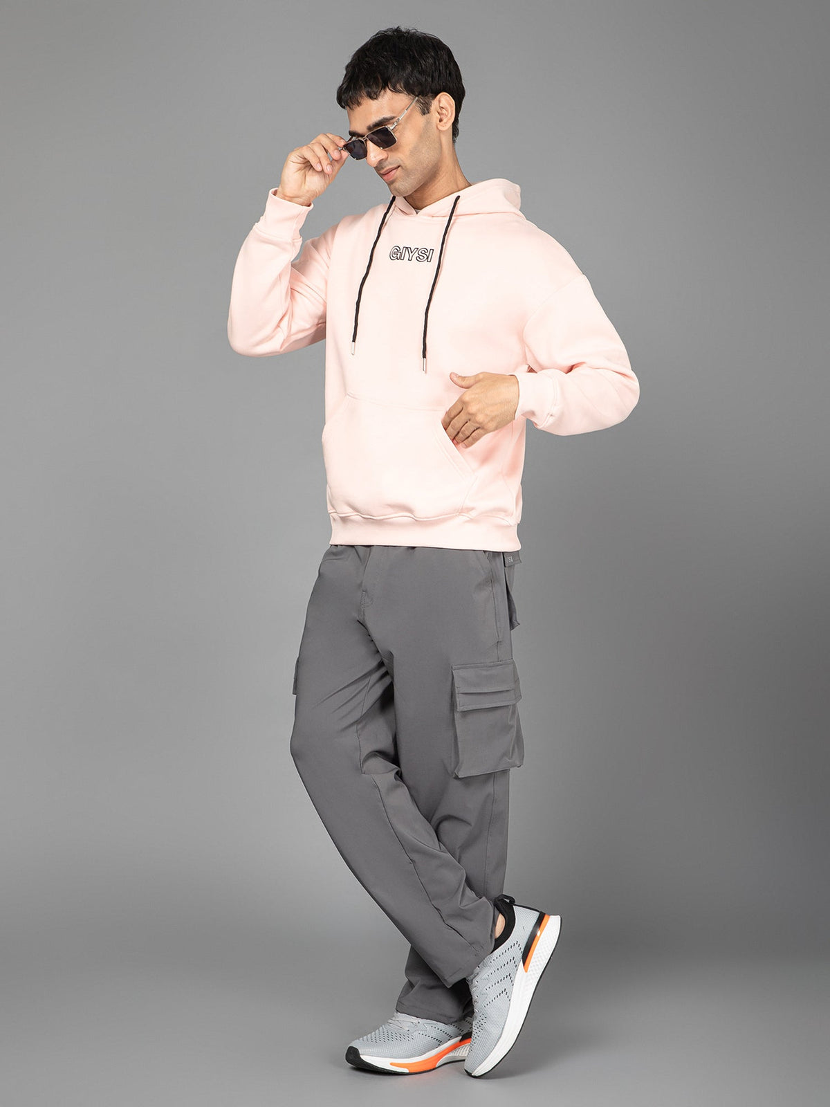 Oversized Pink Printed Hoodie