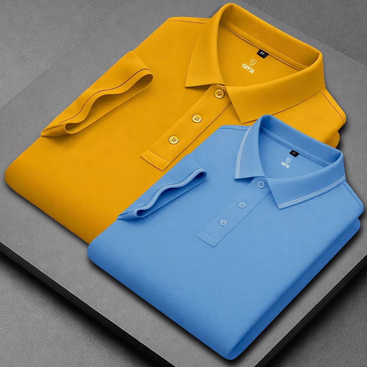 Men’s Cotton Polo T-Shirt Combo(Mustard and Sky)