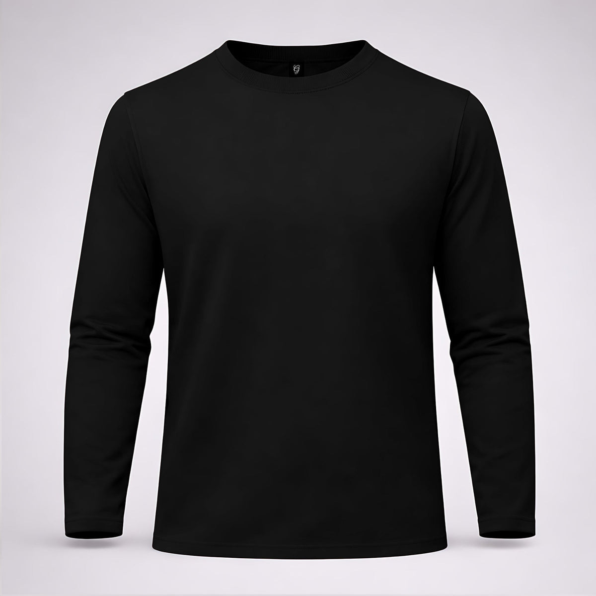 Classic Black Cotton Full-Sleeve T-Shirt