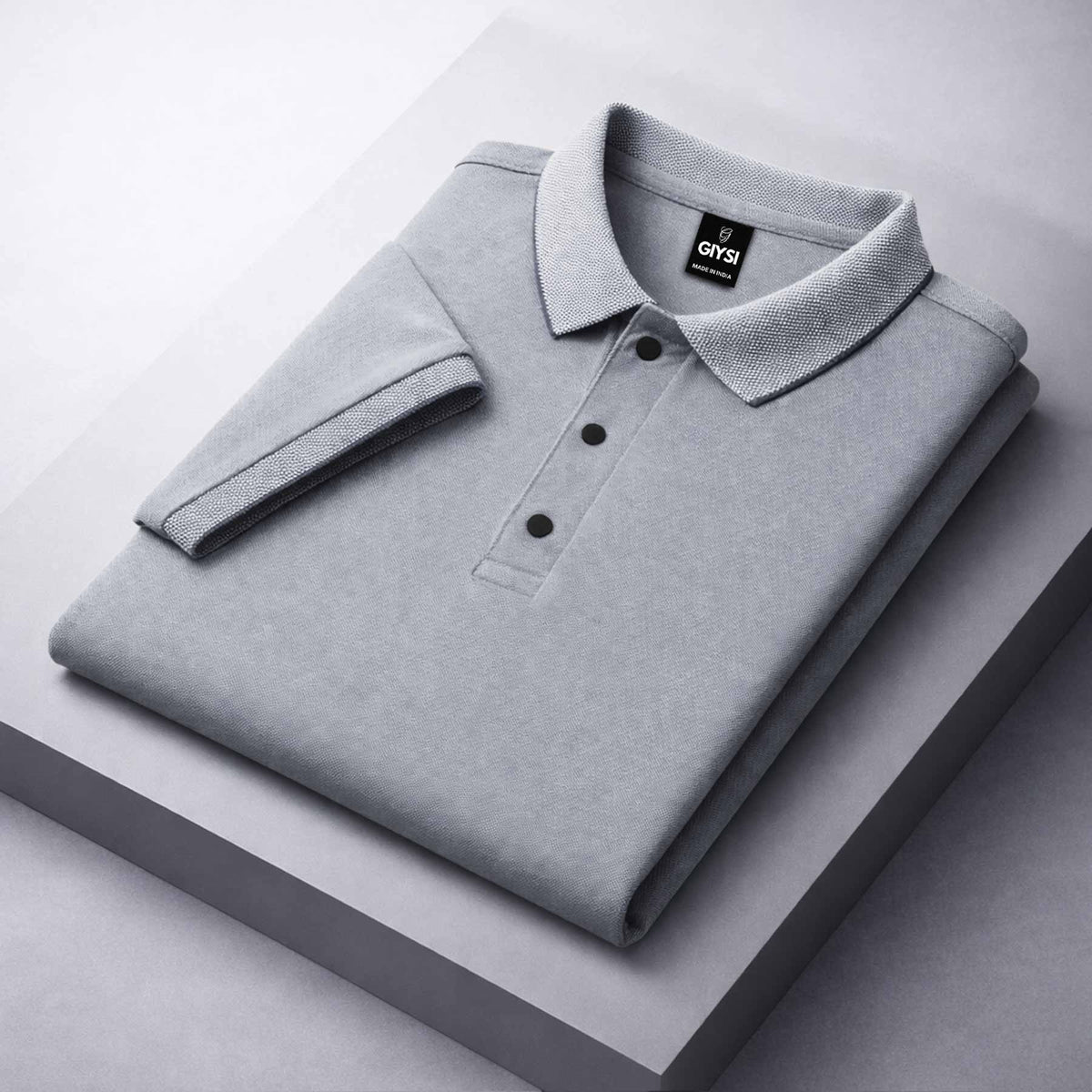 Cross Knit Grey Polo T-shirt
