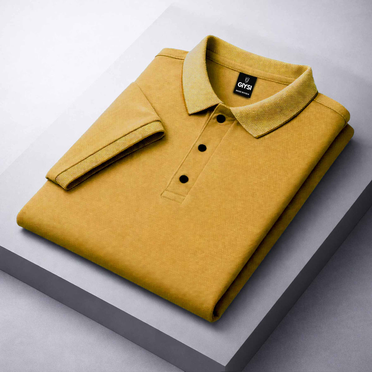 Cross Knit Mustard Polo T-shirt