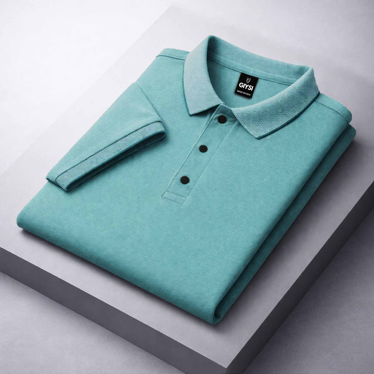 Cross Knit Sea Green Polo T-shirt