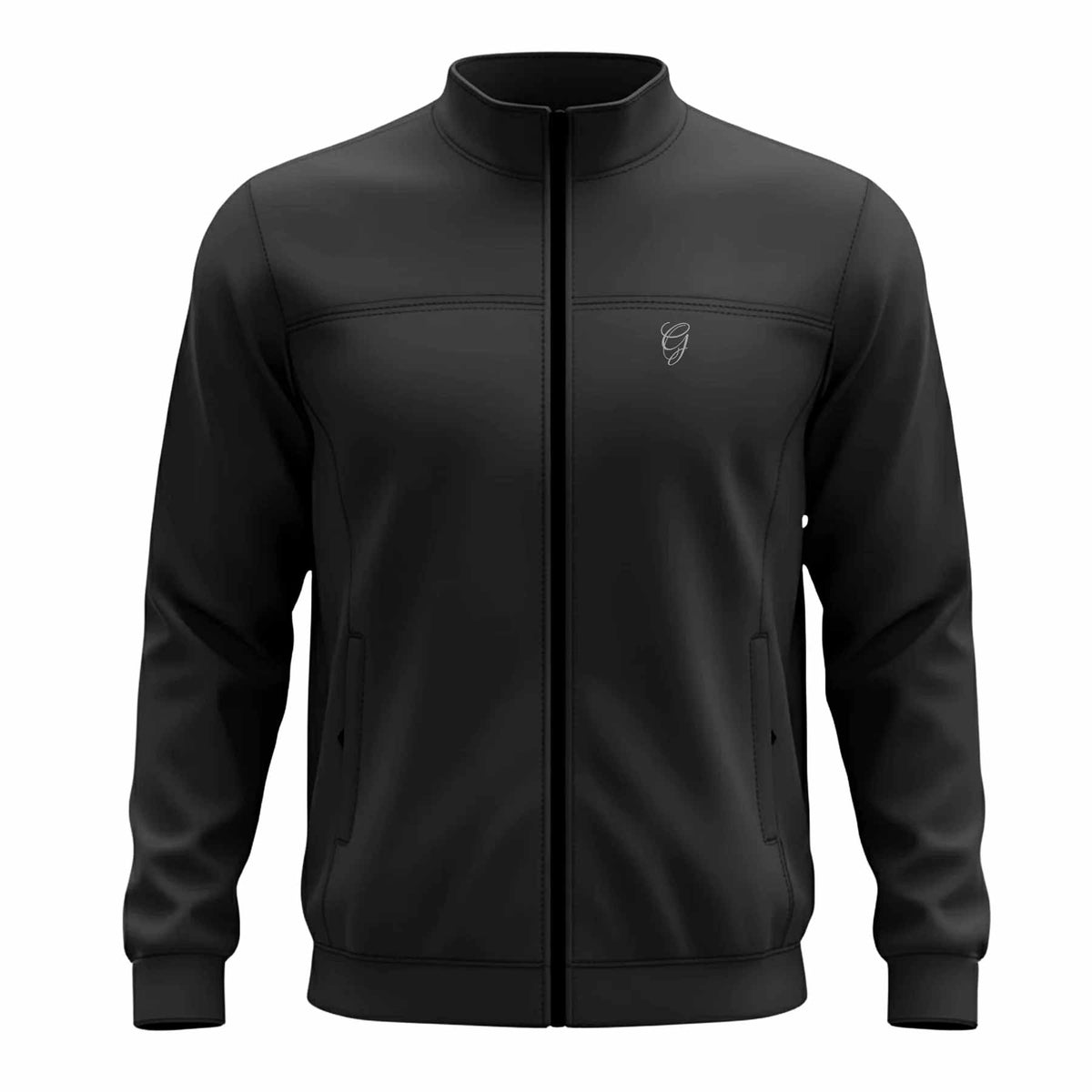Men’s Premium Black Polyester Zip-Up Jacket