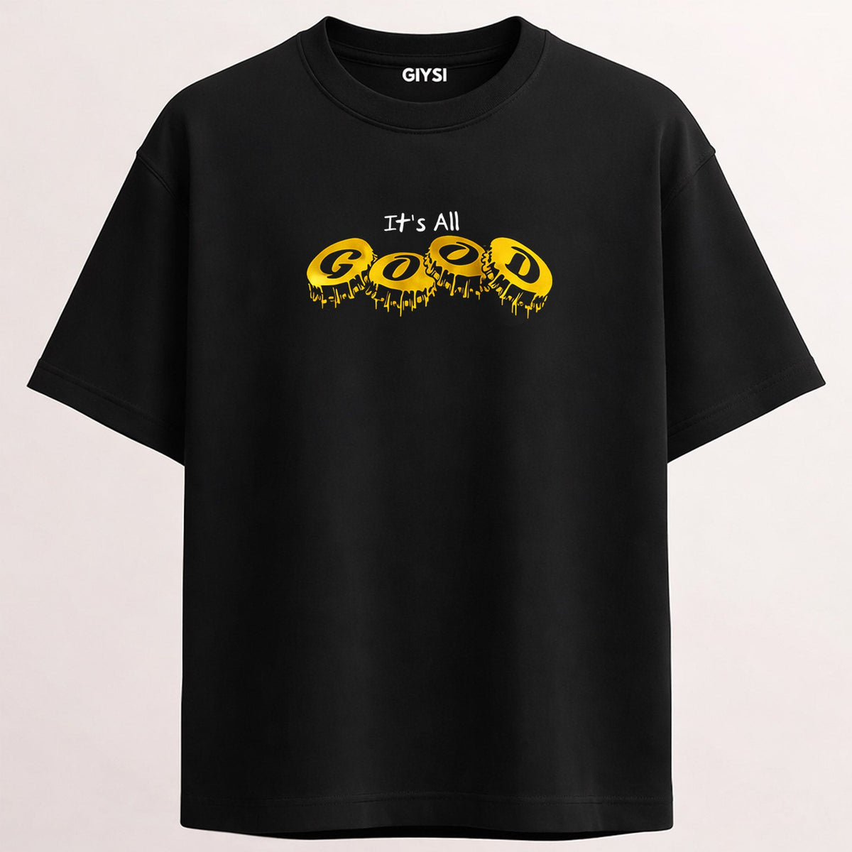Oversized Print Black Cotton T-shirt